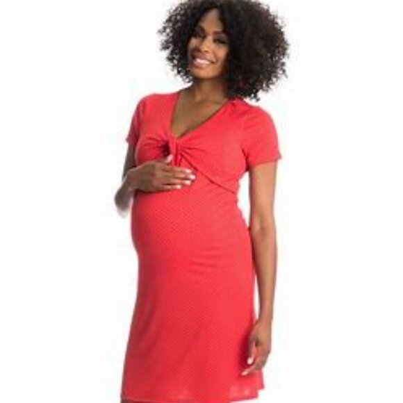 Everly Grey Maternity & Nursing Jasmin Red Dot Dress - Picture 1 of 4